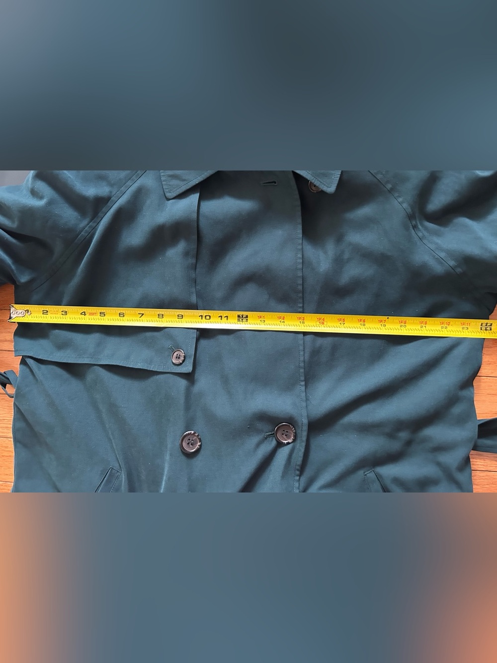 Anne Klein II Hunter Green Double Breasted Vintage Trench Coat 6 Petite - Picture 10 of 12